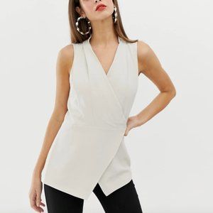 Asos vest blouse with cross front in stone